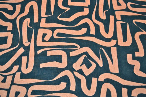 Tkanina lniana art. 43003 Esy brązowo - czarne