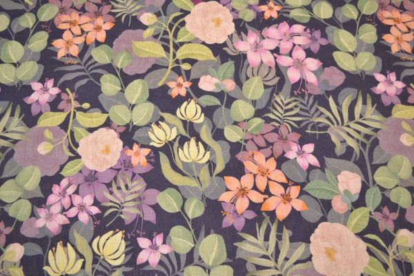 Tkanina lniana art. 43003 Kwiaty