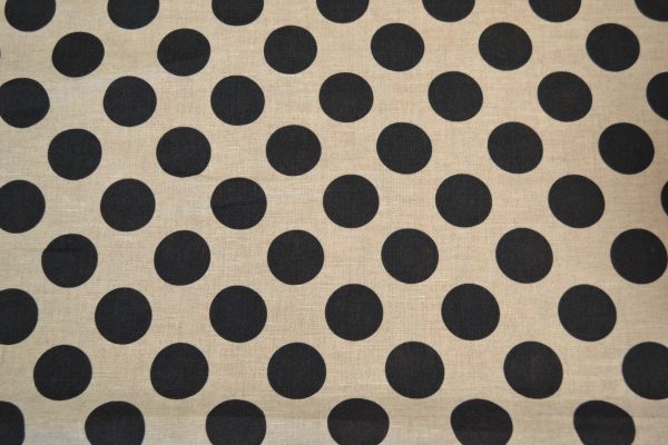 Tkanina lniana art. 43003 Czarne grochy