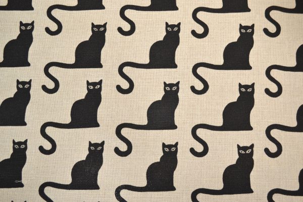 Tkanina lniano-bawełniana Czarne koty