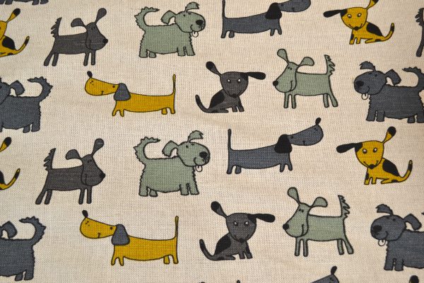 Tkanina lniano-bawełniana Pieski