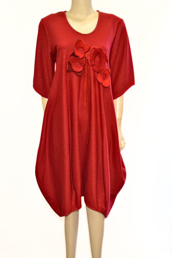 Sukienka Wełna Głęboka Czerwień