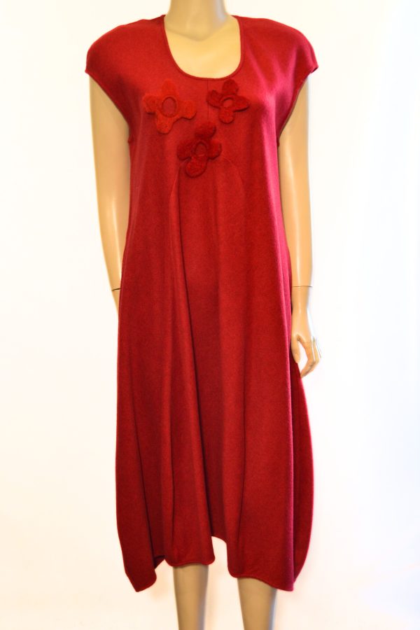 Sukienka z Wełny Bez Rękawów – Czerwień