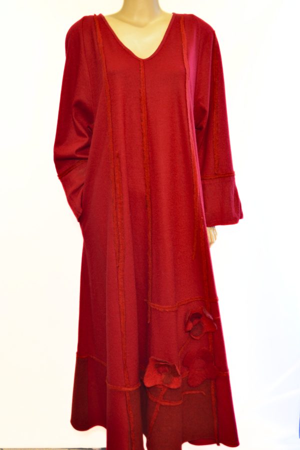 Sukienka Wełna Rubinowy Luz