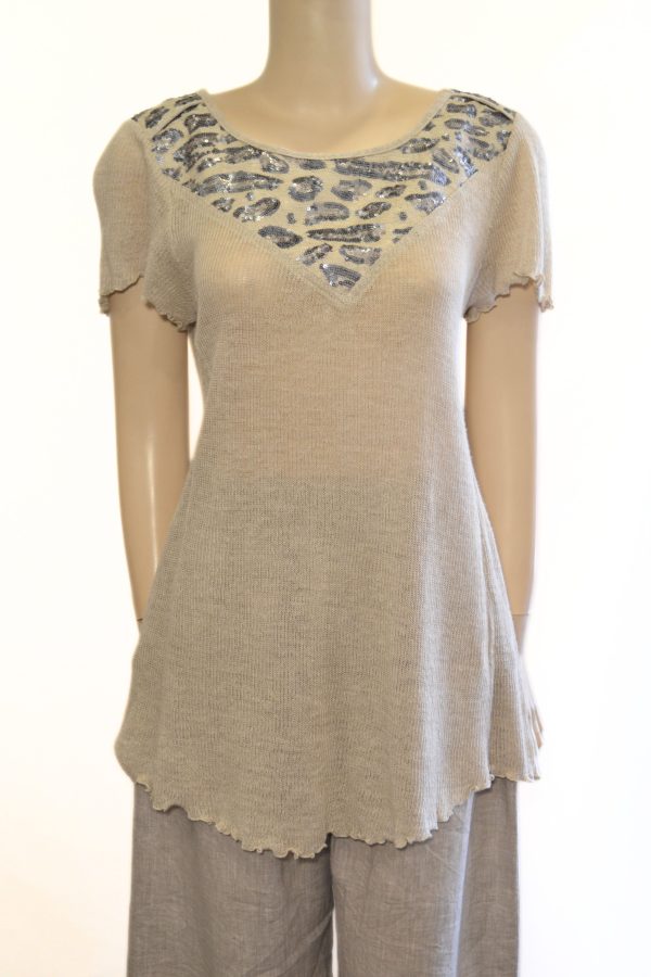 Lekka bluzka z przędzy lnianej model 209 Natur