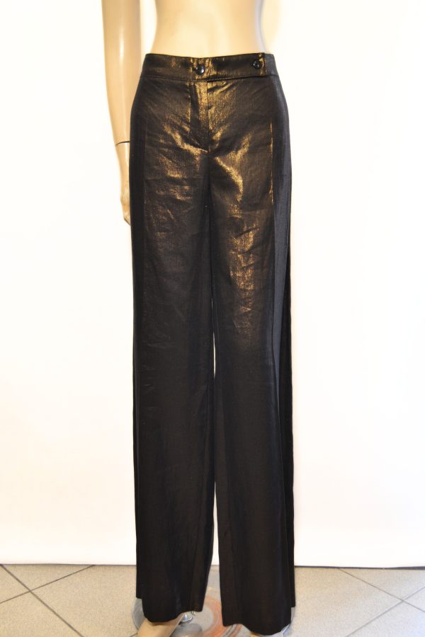 Lniane spodnie  Len nabłyszczany Czerń