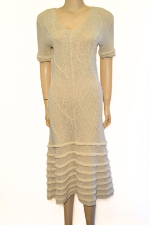 Sukienka z dzianiny lnianej Beż