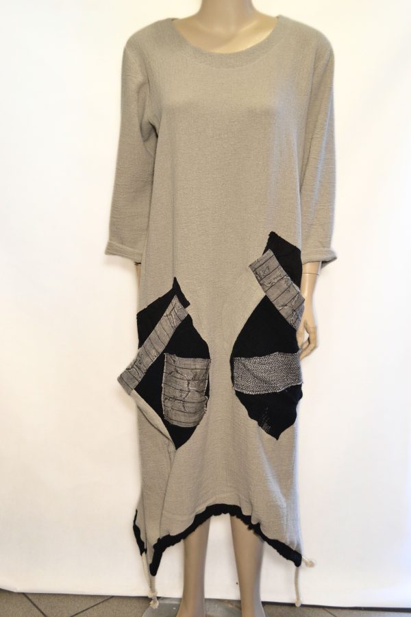 Sukienka z lnianej krepy NATUR - naturalny len