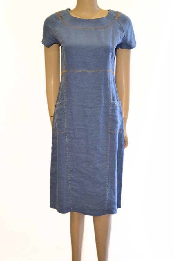 Sukienka lniana „Jeansowa Harmonia”