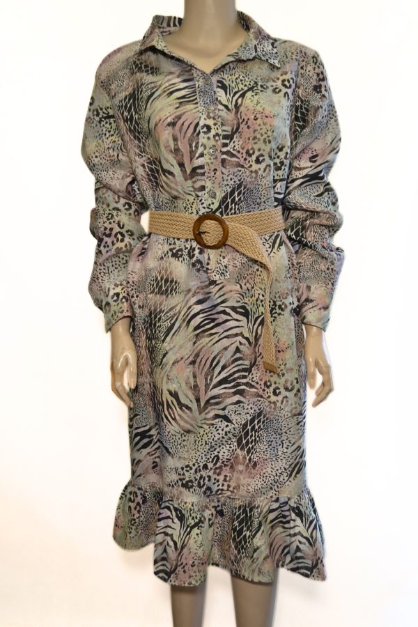 Sukienka lniana   z falbanką