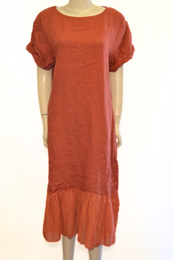 Sukienka lniana  – Wiązanie & Falbana